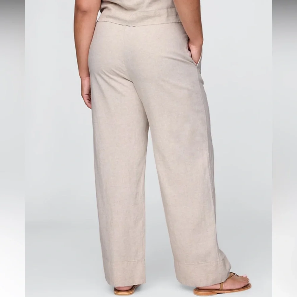 GAP Linen-Blend Pull-On Wide-Leg Pants NWT Tall Size XL - Picture 2 of 2